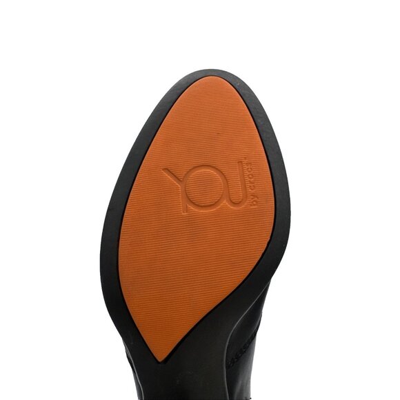 YOU by crocs‎ black ankle boot leather size 7.5 italian made kitten heel Witch - Picture 15 of 16